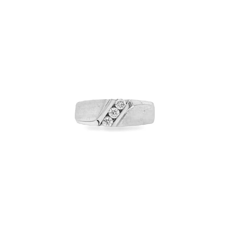 10K White Gold Diamond Men's Band With 0.25TDW