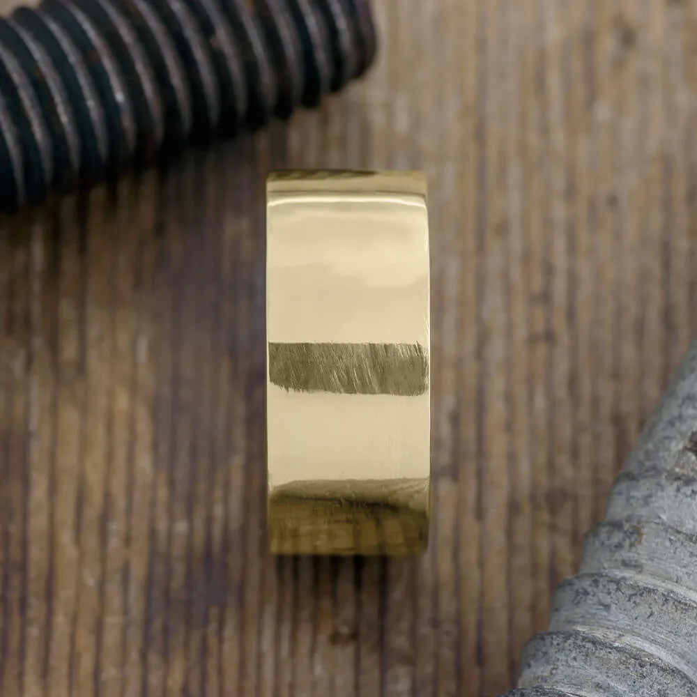 10mm 14k Yellow Gold Men's Comfort Fit Wedding Band, High Polish