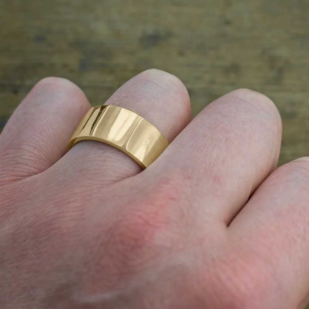 10mm 14k Yellow Gold Men's Comfort Fit Wedding Band, High Polish
