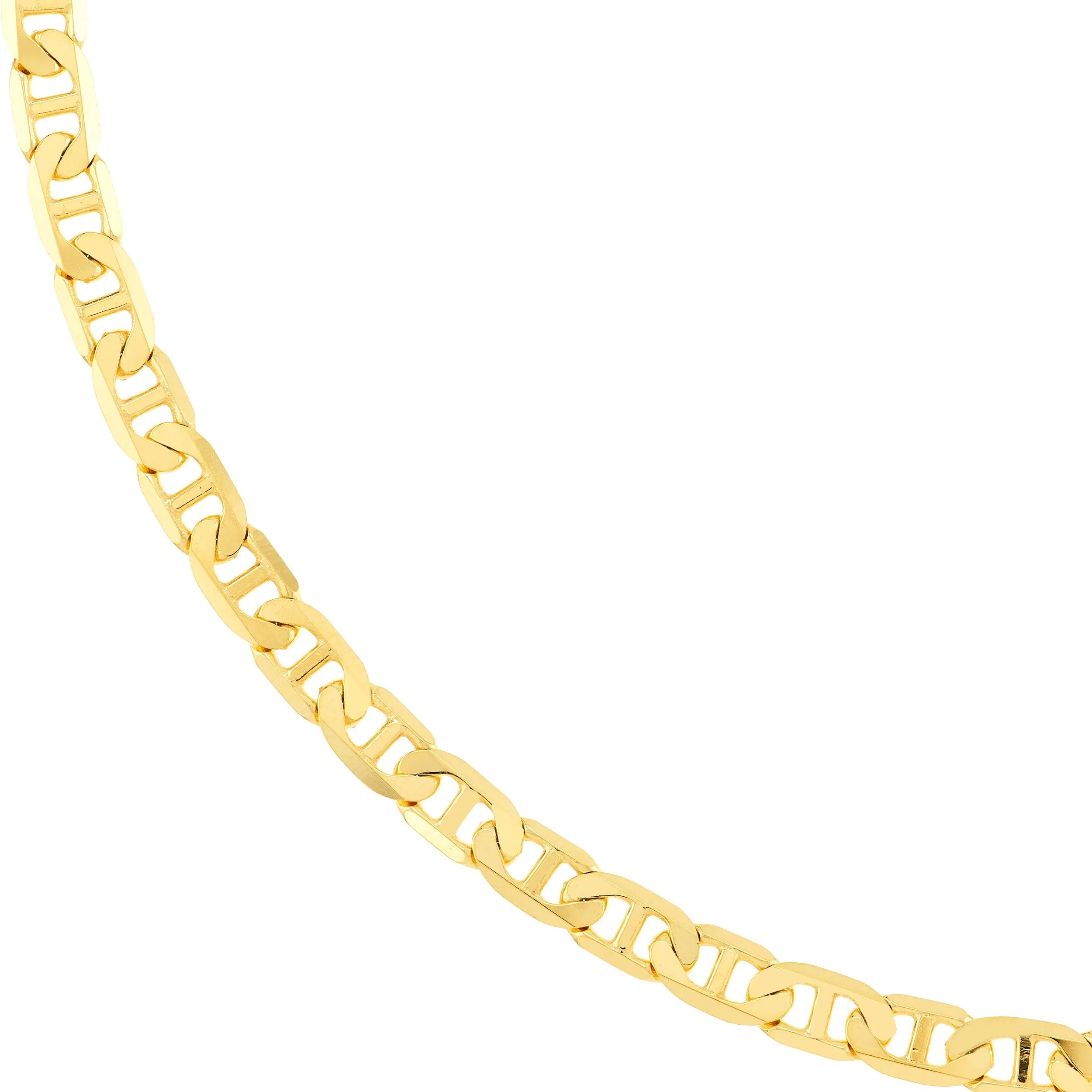 14k Gold Cuban Link Chain MARINER Necklace, 22 Inch and 24 Inch, 4.40 MM