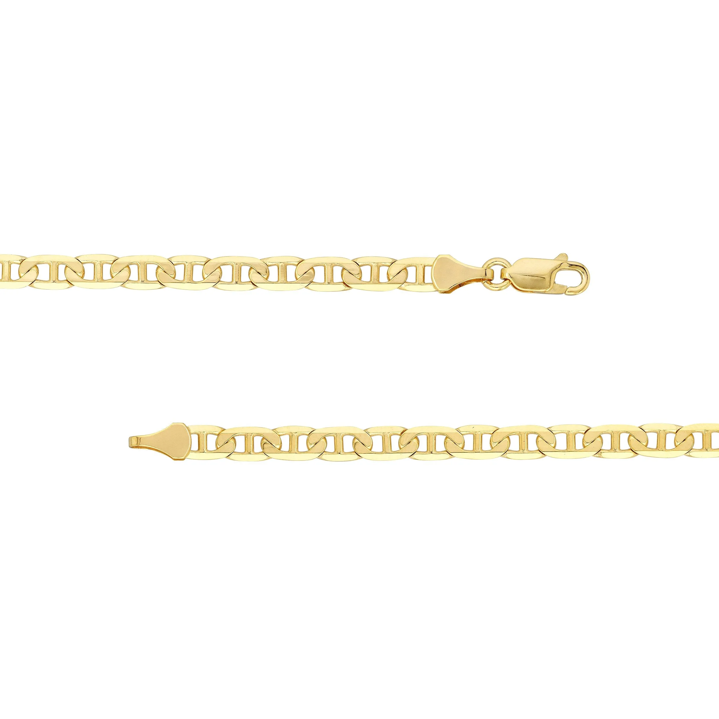 14k Gold Cuban Link Chain MARINER Necklace, 22 Inch and 24 Inch, 4.40 MM