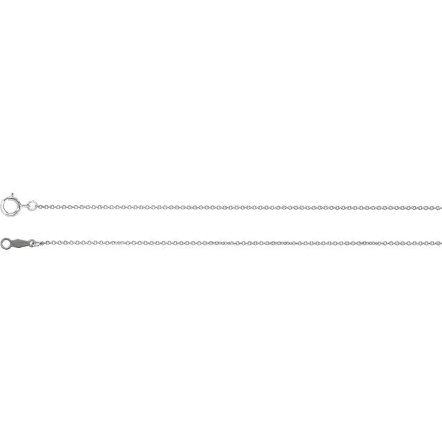14k White Gold 1mm Cable Chain w/ Spring Ring Closure - Various Lengths