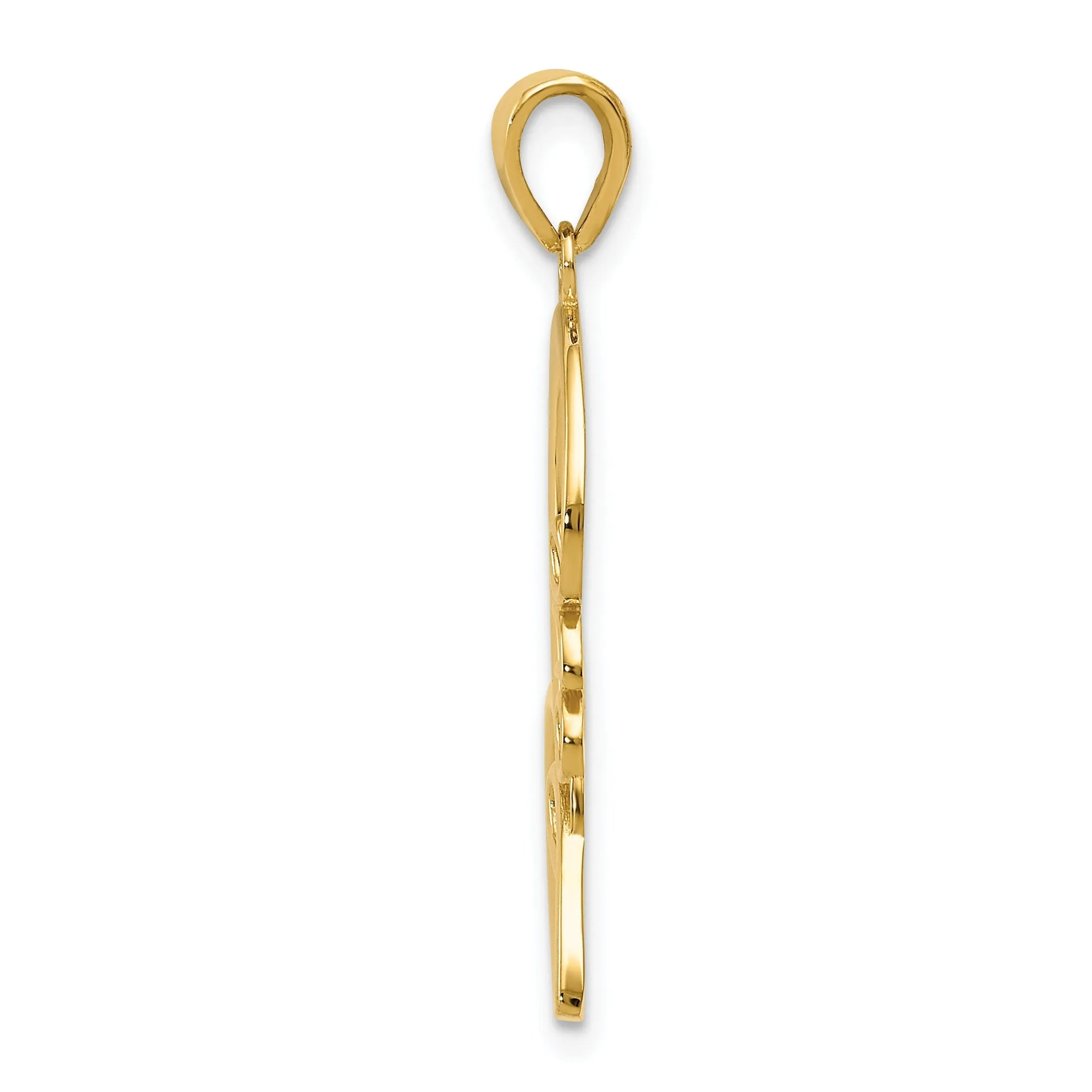 14k Yellow Gold Love Heart Fancy Design Pendant