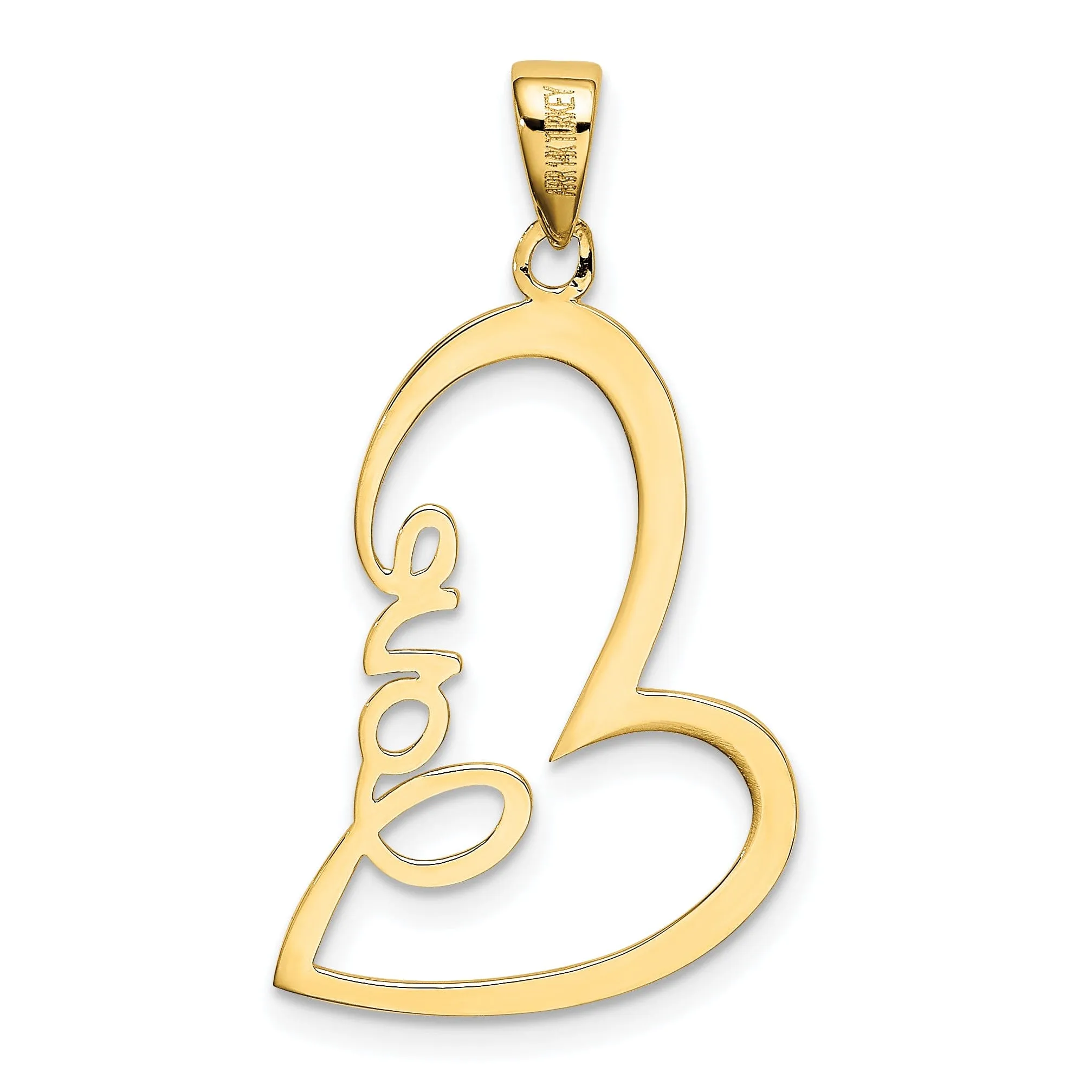 14k Yellow Gold Love Heart Fancy Design Pendant