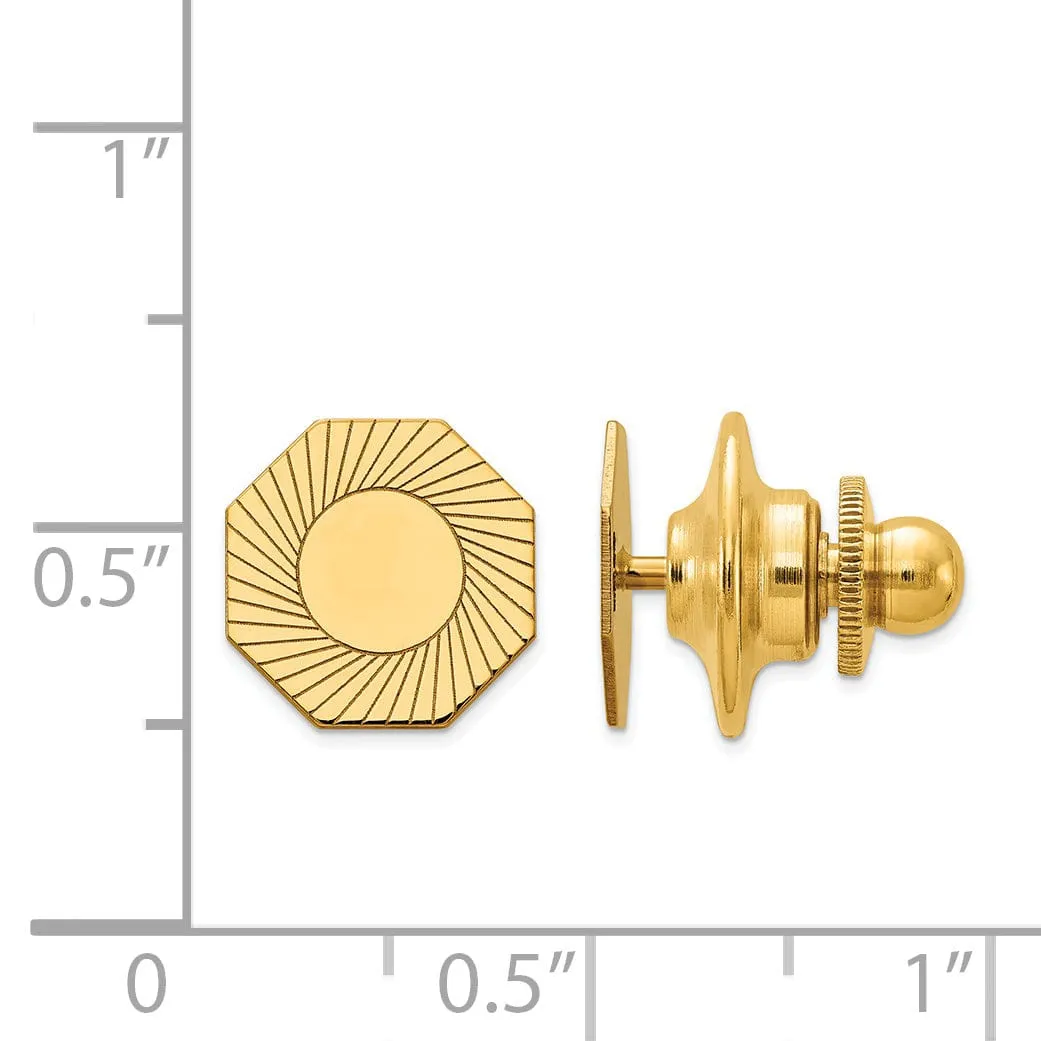 14k Yellow Gold Solid Octagon Design Tie Tac.