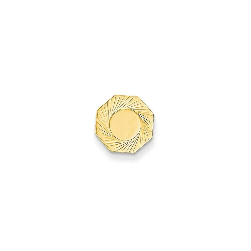 14k Yellow Gold Solid Octagon Design Tie Tac.