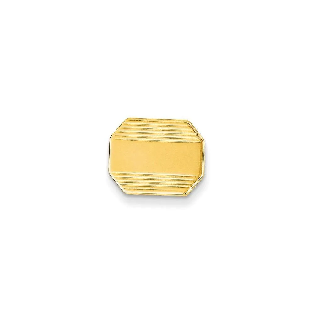 14k Yellow Gold Solid Octagon Rectangle Tie Tac.