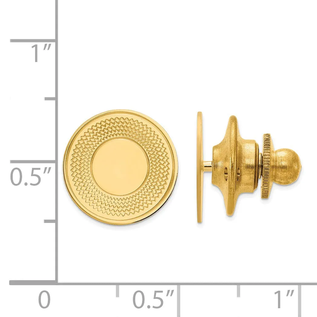 14k Yellow Gold Solid Round Design Tie Tac.