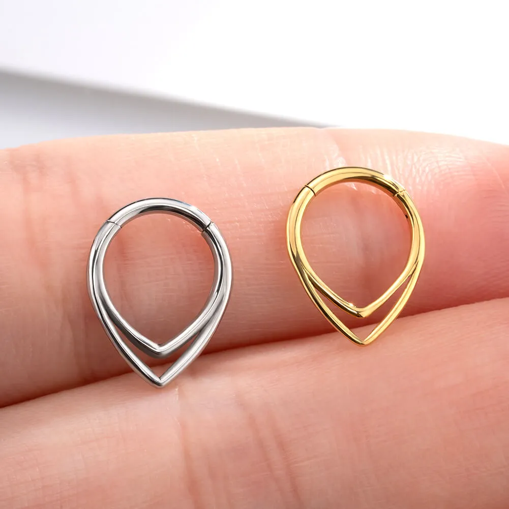 16G Double Hoop Hinged Segment Triangle Septum Ring