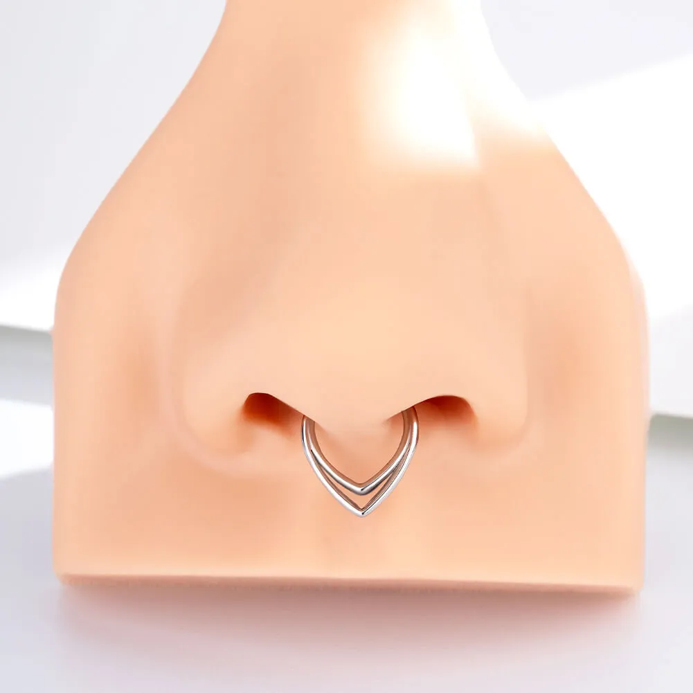 16G Double Hoop Hinged Segment Triangle Septum Ring
