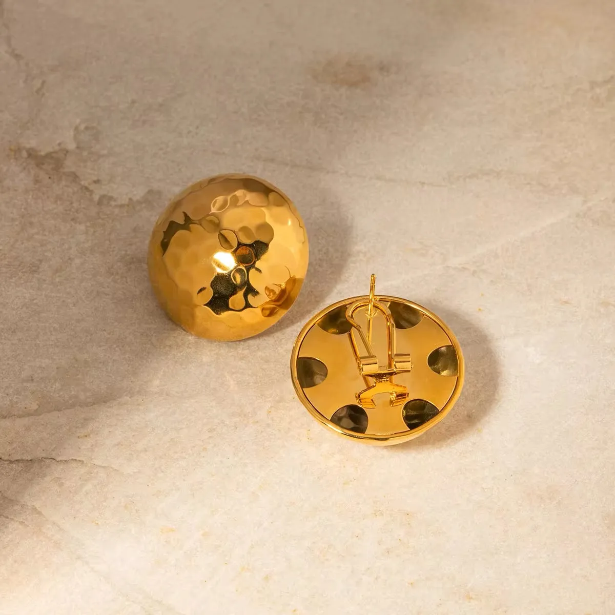 18K Gold-Plated Hammered Sphere Earrings