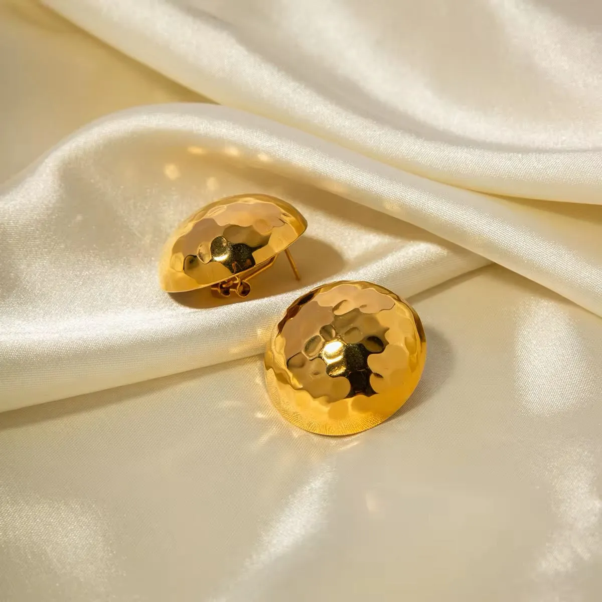 18K Gold-Plated Hammered Sphere Earrings
