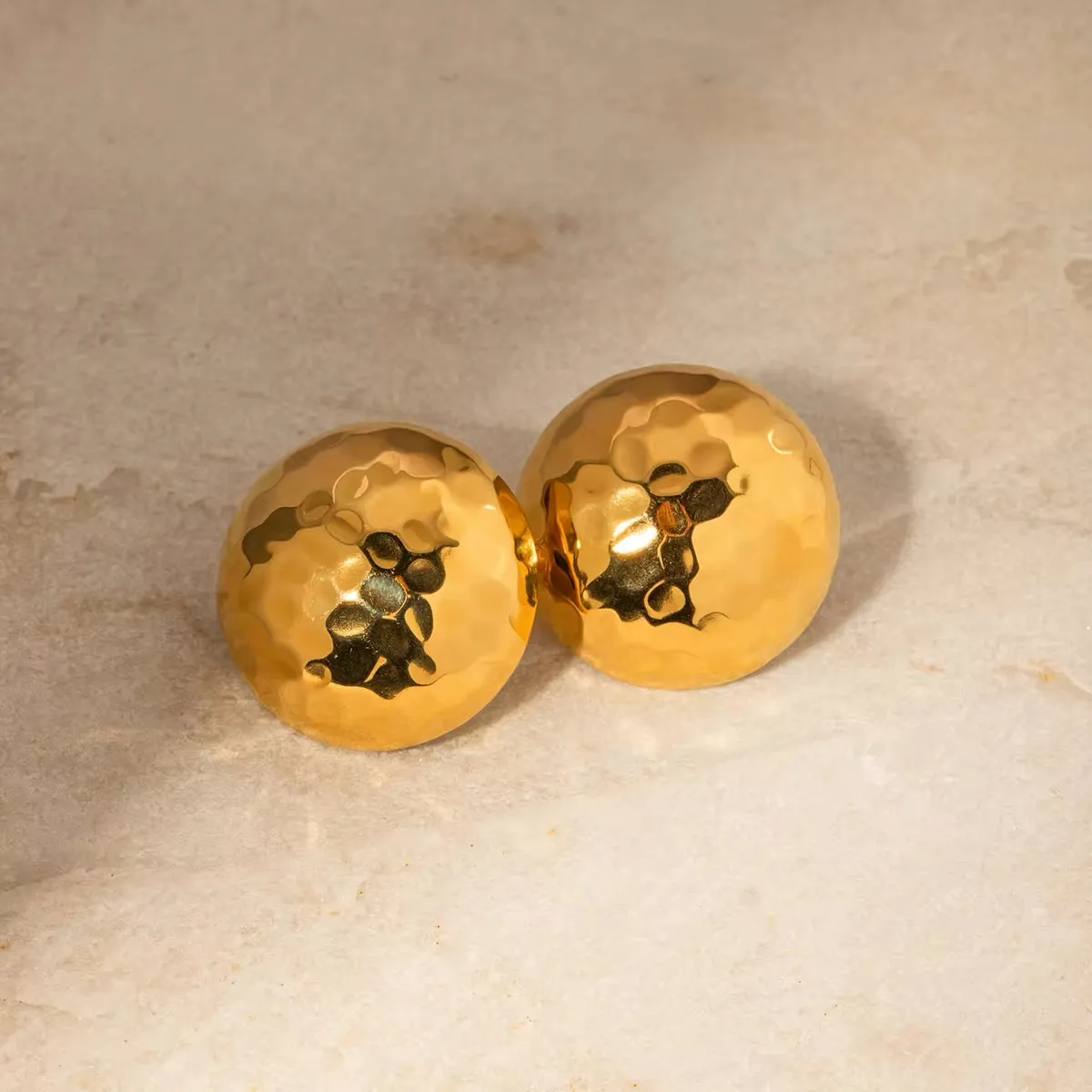 18K Gold-Plated Hammered Sphere Earrings