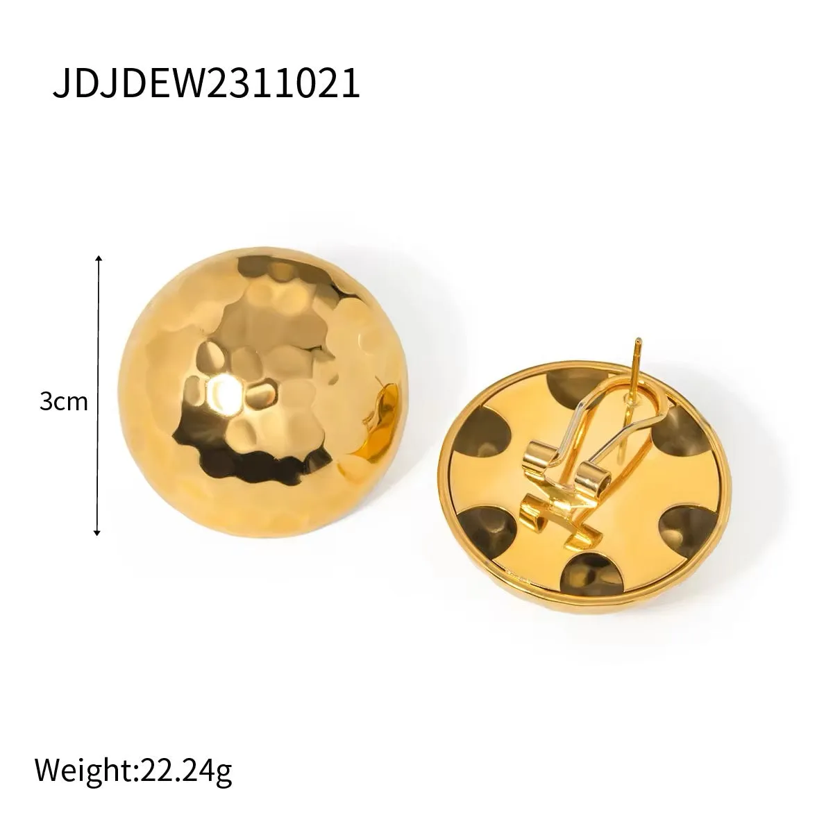 18K Gold-Plated Hammered Sphere Earrings