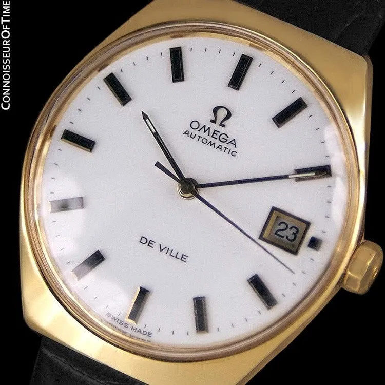 1970's Omega De Ville Vintage Mens Automatic Classic Retro Watch - 18K Gold Plated