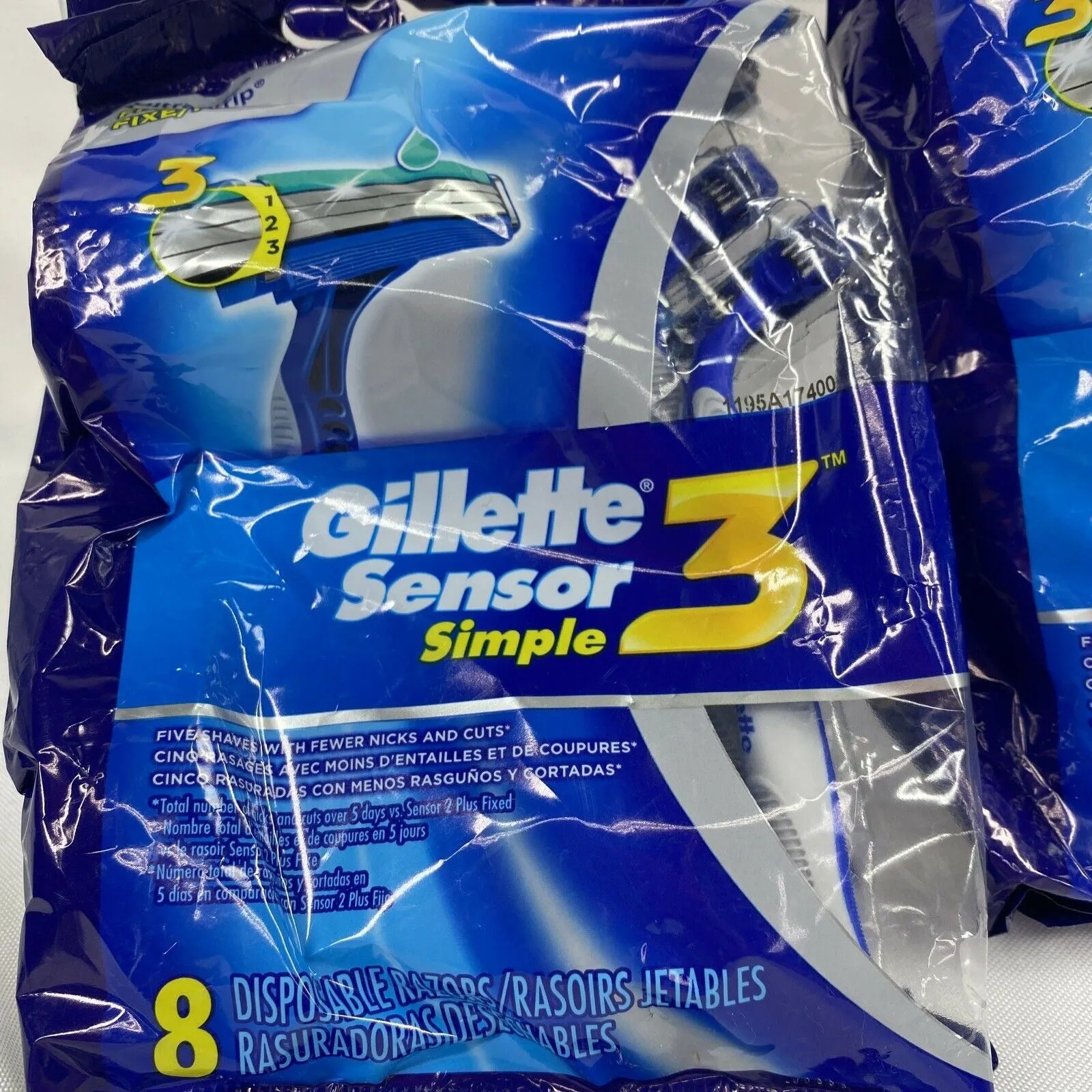(2) Gillette Sensor 3 Simple Men's Disposable Razors 8 Count Each Ultragrip Lubr