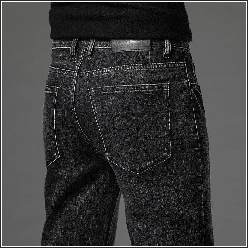 2023 Spring Autumn Clothing Youth Men&#39;s Slim Straight Jeans Simple Fashion Men&#39;s Fit Cotton Stretch Nostalgic Denim Jeans