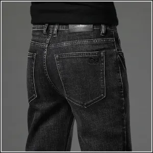 2023 Spring Autumn Clothing Youth Men&#39;s Slim Straight Jeans Simple Fashion Men&#39;s Fit Cotton Stretch Nostalgic Denim Jeans