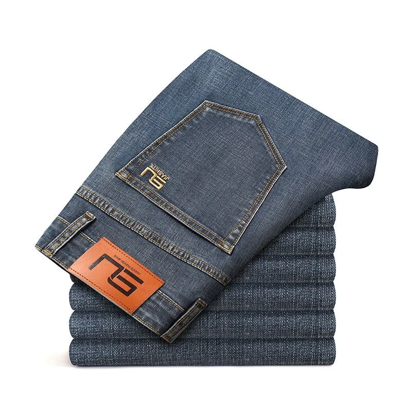 2023 Spring Autumn Clothing Youth Men&#39;s Slim Straight Jeans Simple Fashion Men&#39;s Fit Cotton Stretch Nostalgic Denim Jeans