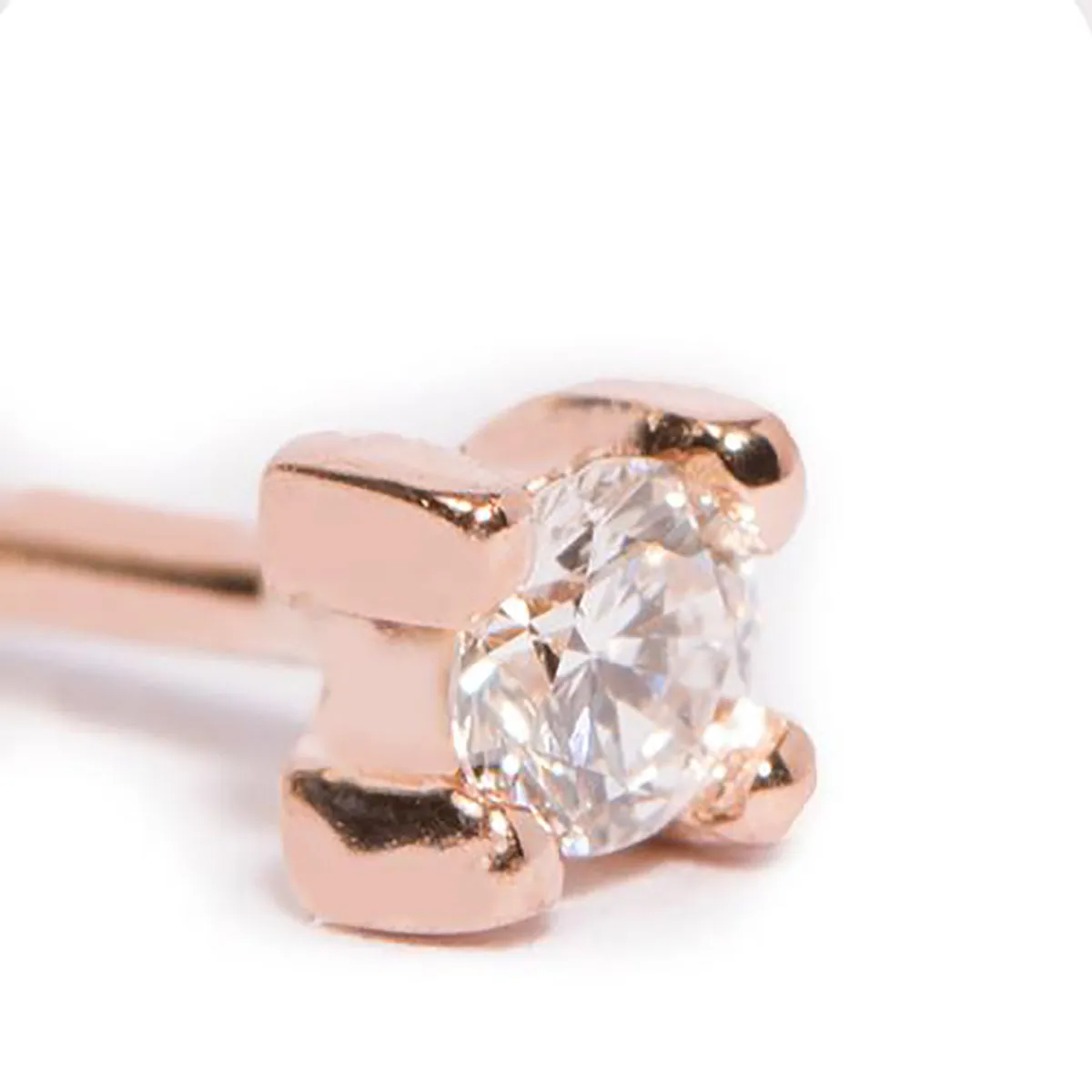 2mm White Diamond Single Stud Earring