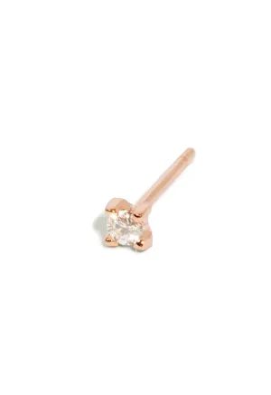 2mm White Diamond Single Stud Earring