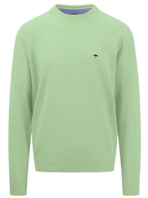 30% OFF FYNCH HATTON Crew Neck Sweater - Men's Fine Knit – Soft Green - Size: MEDIUM