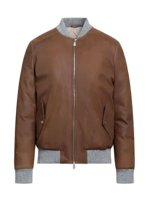 $3,350 ELEVENTY - LEATHER INSULATED Aviator/Bomber Jacket (Brunello Cucinelli)- 40US