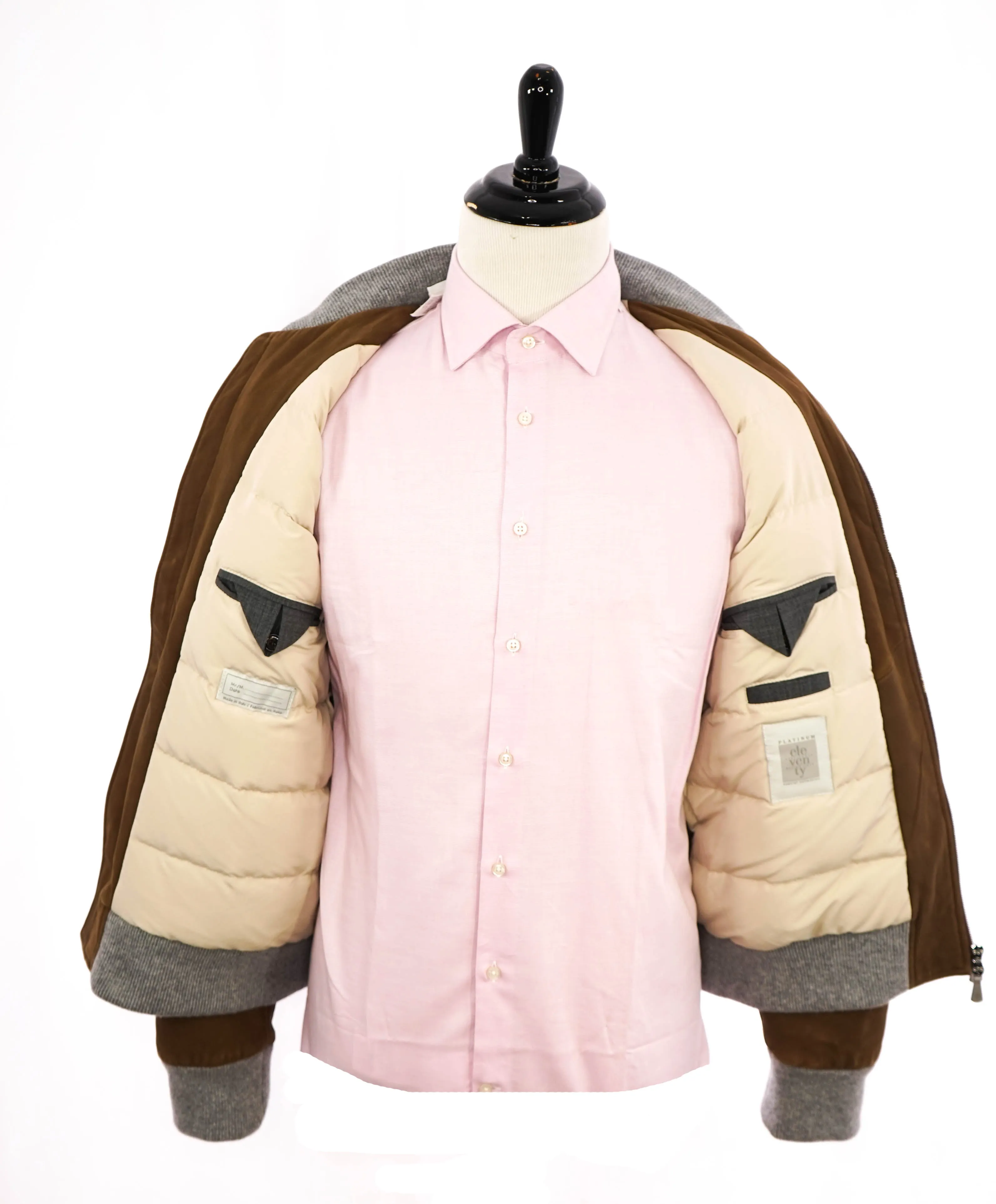 $3,350 ELEVENTY - LEATHER INSULATED Aviator/Bomber Jacket (Brunello Cucinelli)- 46US