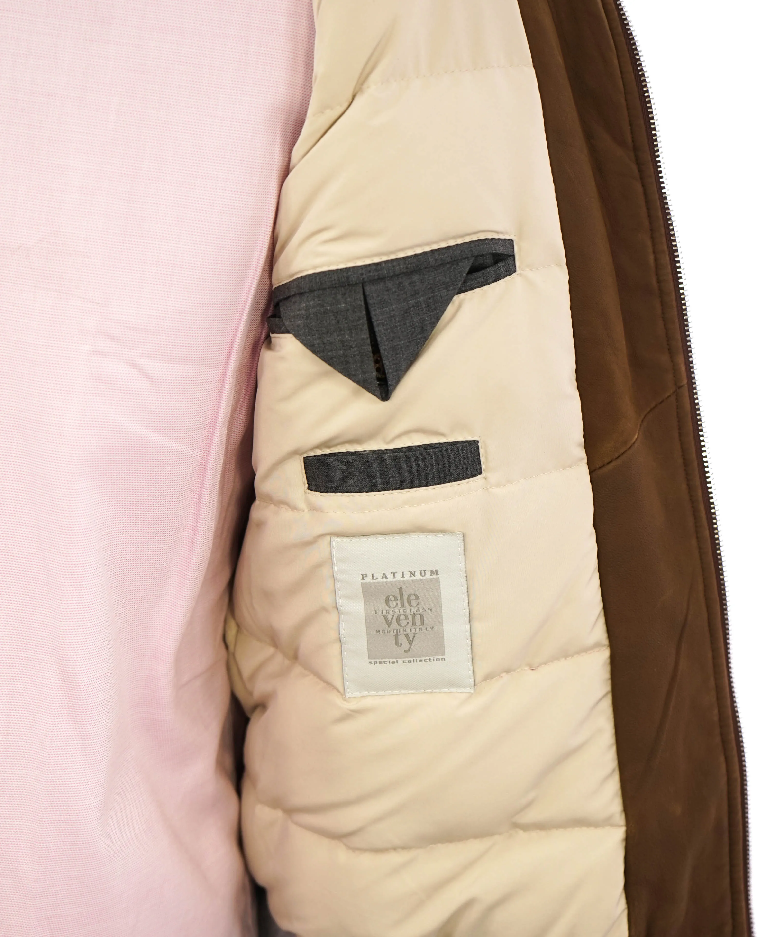 $3,350 ELEVENTY - LEATHER INSULATED Aviator/Bomber Jacket (Brunello Cucinelli)- 46US