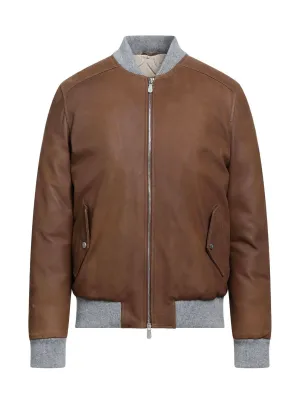 $3,350 ELEVENTY - LEATHER INSULATED Aviator/Bomber Jacket (Brunello Cucinelli)- 46US