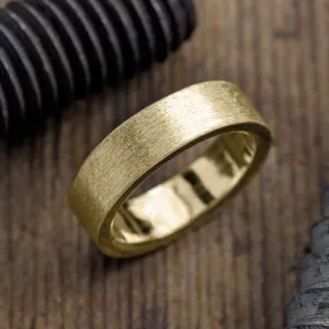 6mm 14k Yellow Gold Comfort Fit Men's Wedding Band, Matte Finish