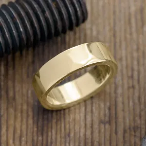 6mm 14k Yellow Gold Mens Wedding Band, Polished