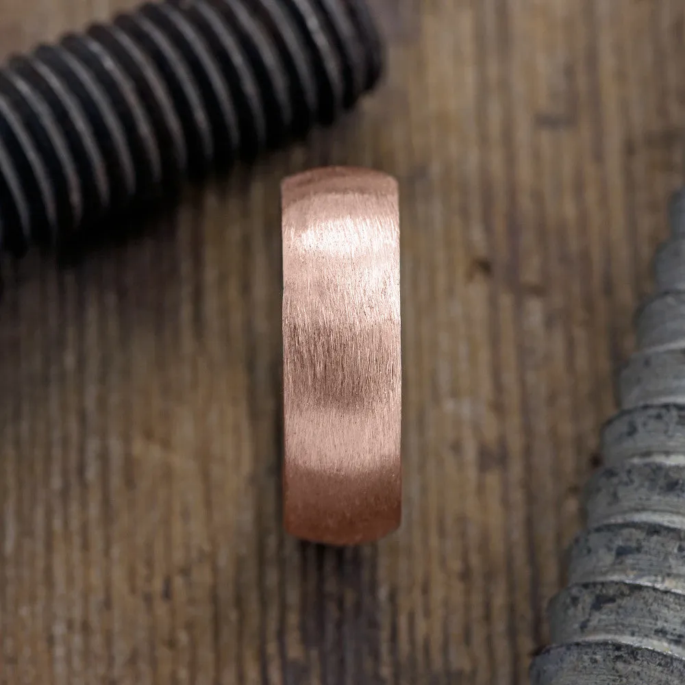 8mm 14K Rose Gold Comfort Fit Men's Wedding Band, Half Round Matte
