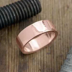 8mm 14K Rose Gold Mens Wedding Band, High Polish