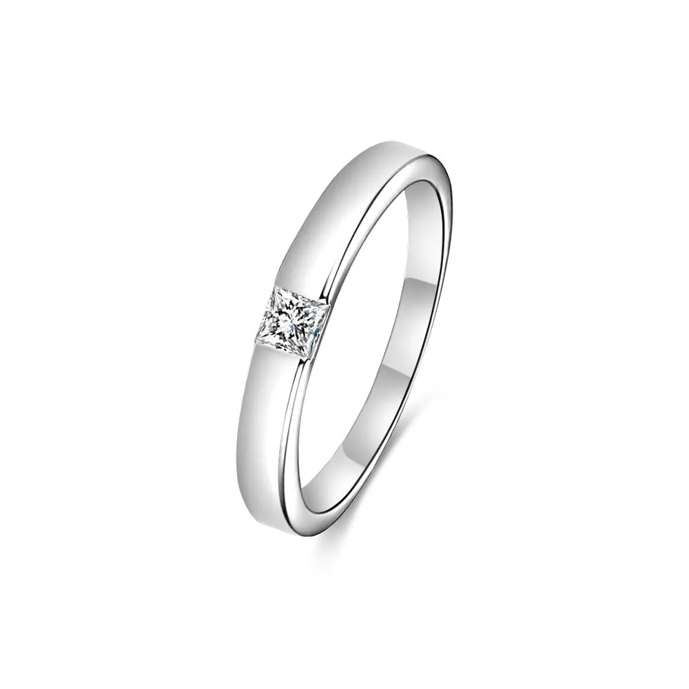 925 Silver Simple Square Moissanite Ring