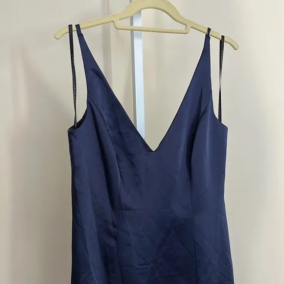 After Six Size 8 Draped Cowl-Back Princess Line Dress Front Slit Midnight