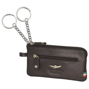 Air Force military keychain with rings and brisses in leather leather am107-mo