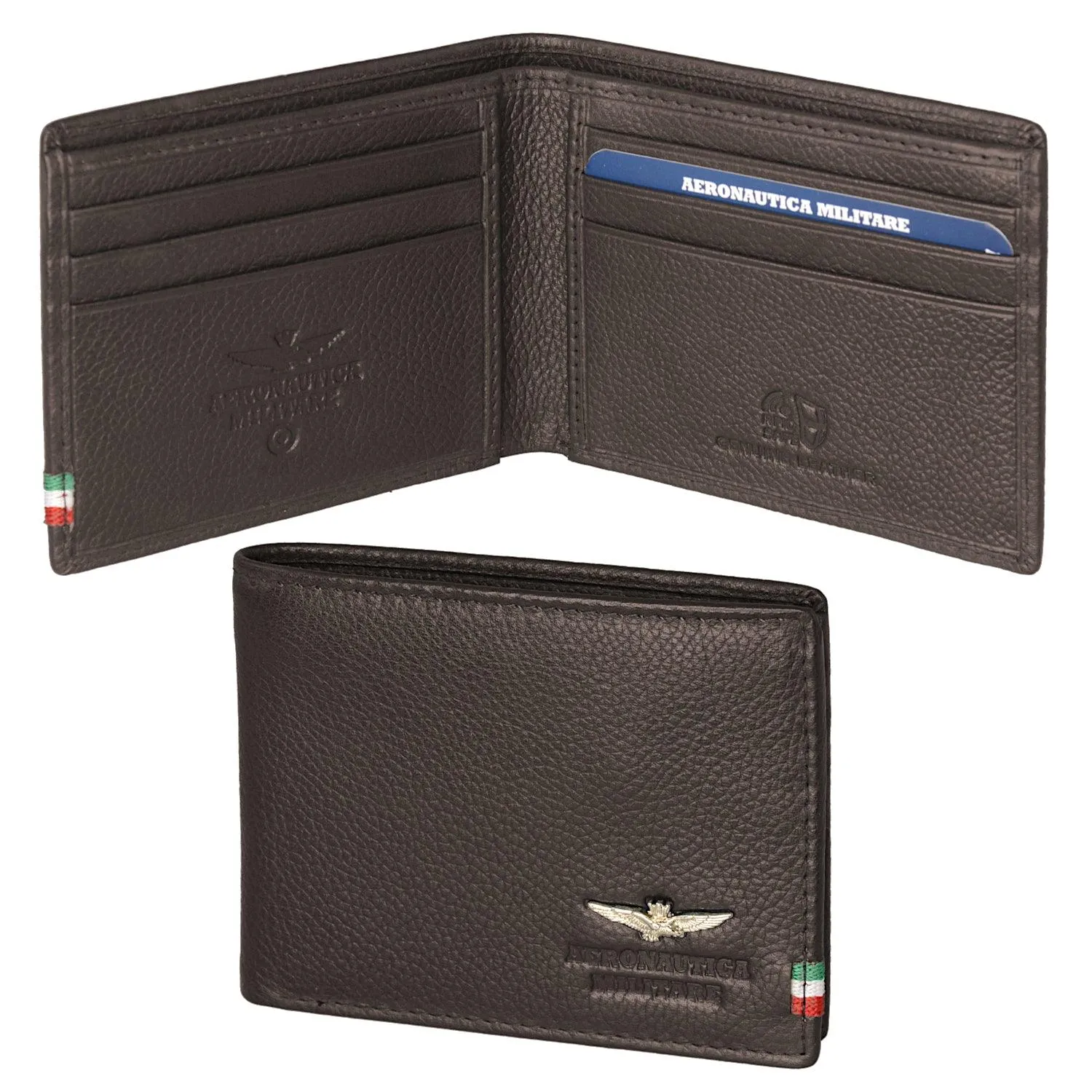 Air Force military wallet for men in real leather Flag Line Am100-Mo
