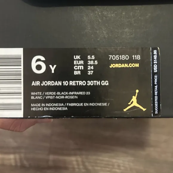 AIR JORDAN 10 RETRO 30TH GG VERDE - SIZE 6Y