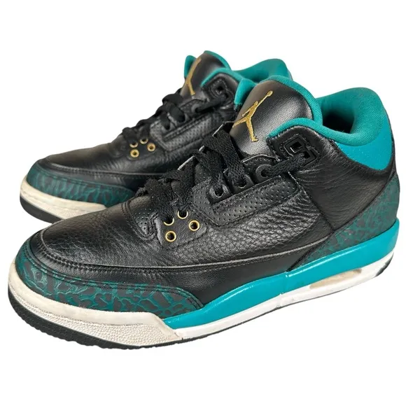 AIR JORDON 3 Retro GS 'Rio Teal' in Black/Metallic Gold-Rio Teal