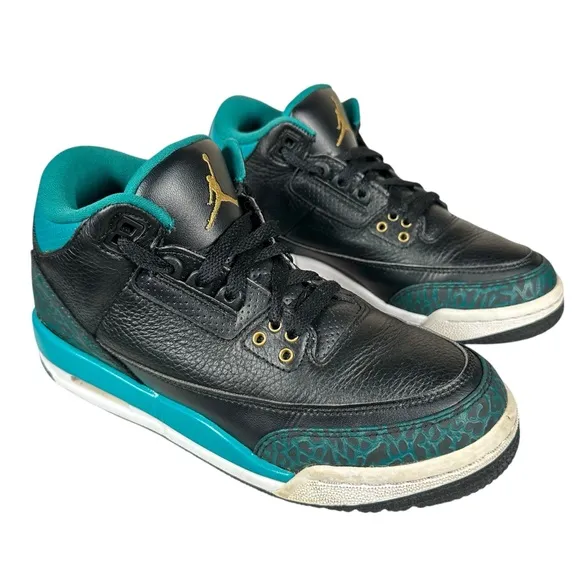 AIR JORDON 3 Retro GS 'Rio Teal' in Black/Metallic Gold-Rio Teal