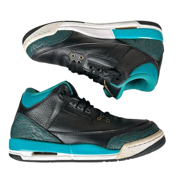 AIR JORDON 3 Retro GS 'Rio Teal' in Black/Metallic Gold-Rio Teal