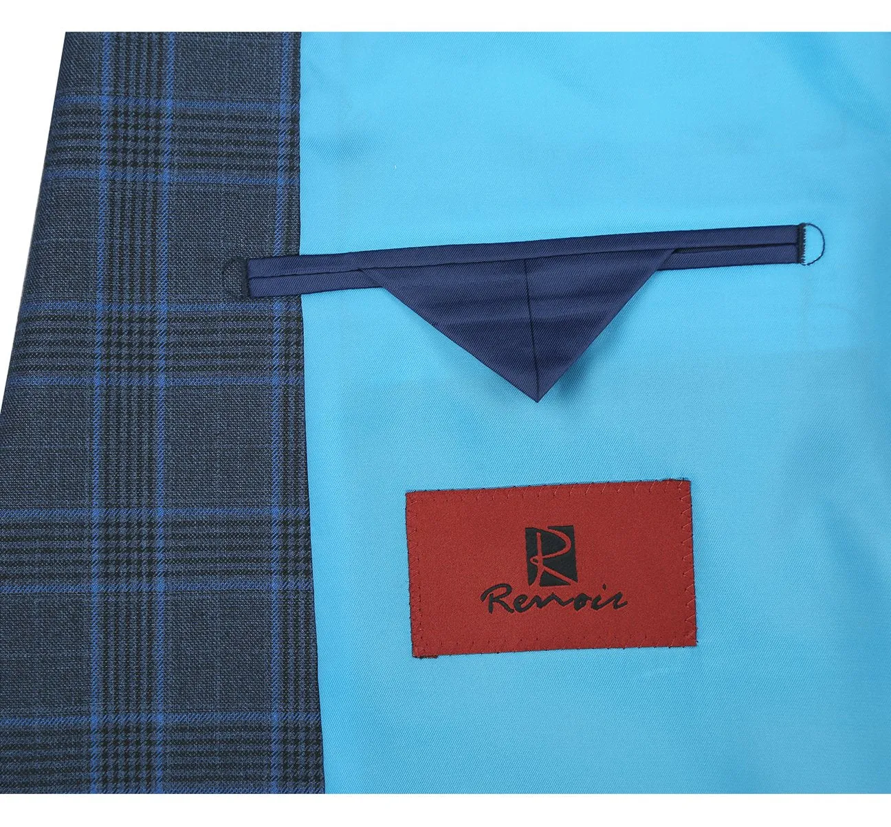 Alessandro Vitello by Renoir Blue Two Piece Classic Fit Windowpane Check Dress Suit 293-6