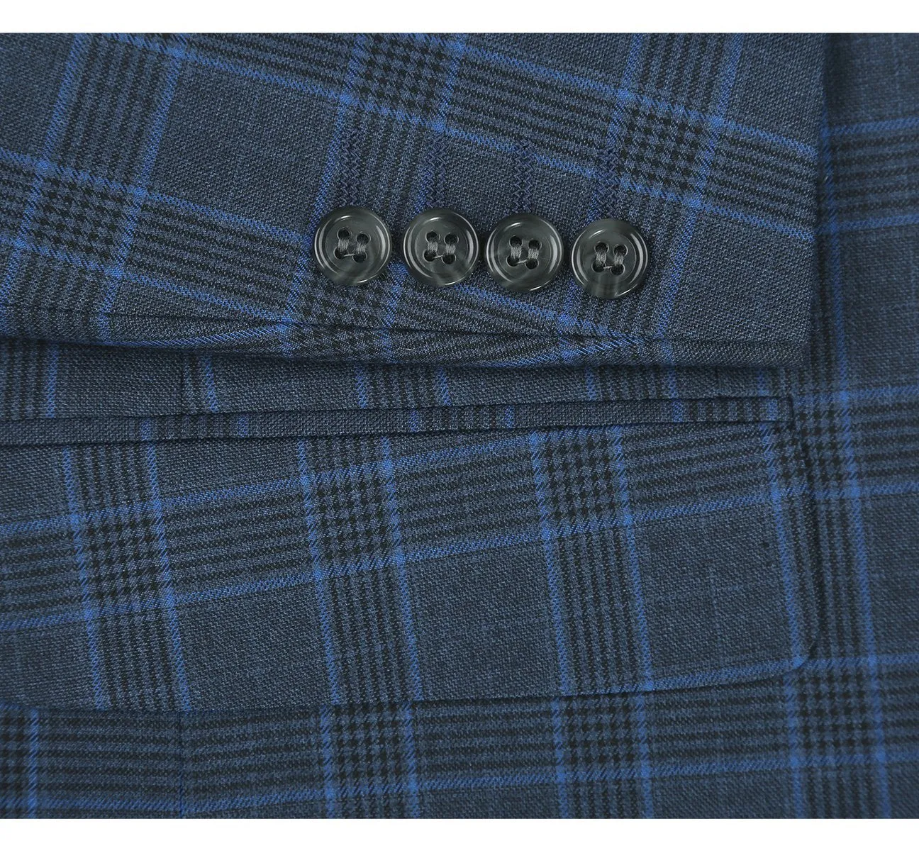 Alessandro Vitello by Renoir Blue Two Piece Classic Fit Windowpane Check Dress Suit 293-6