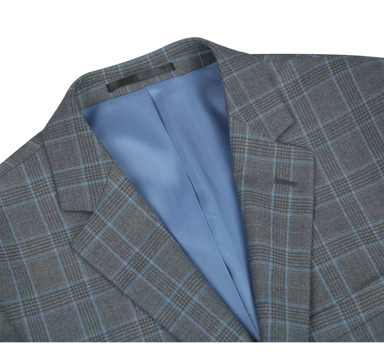 Alessandro Vitello by Renoir Light Grey Two Piece Classic Fit Windowpane Check Dress Suit 293-5