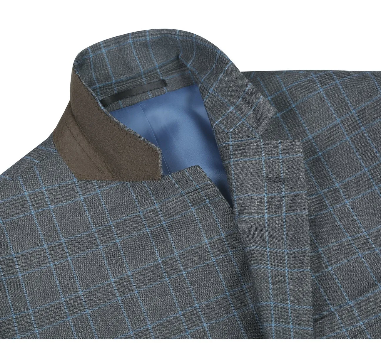 Alessandro Vitello by Renoir Light Grey Two Piece Classic Fit Windowpane Check Dress Suit 293-5