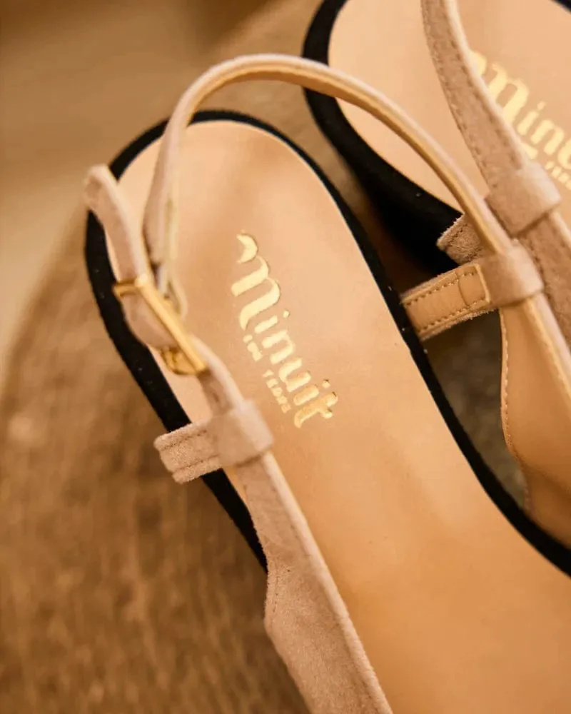 Alice Recycled Vegan Heeled Pumps | Black & Beige