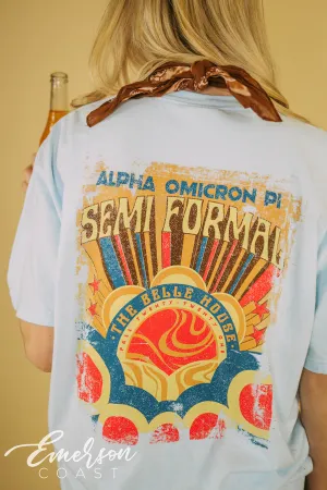 Alpha Omicron Pi Retro Sunset Semi Formal T-shirt