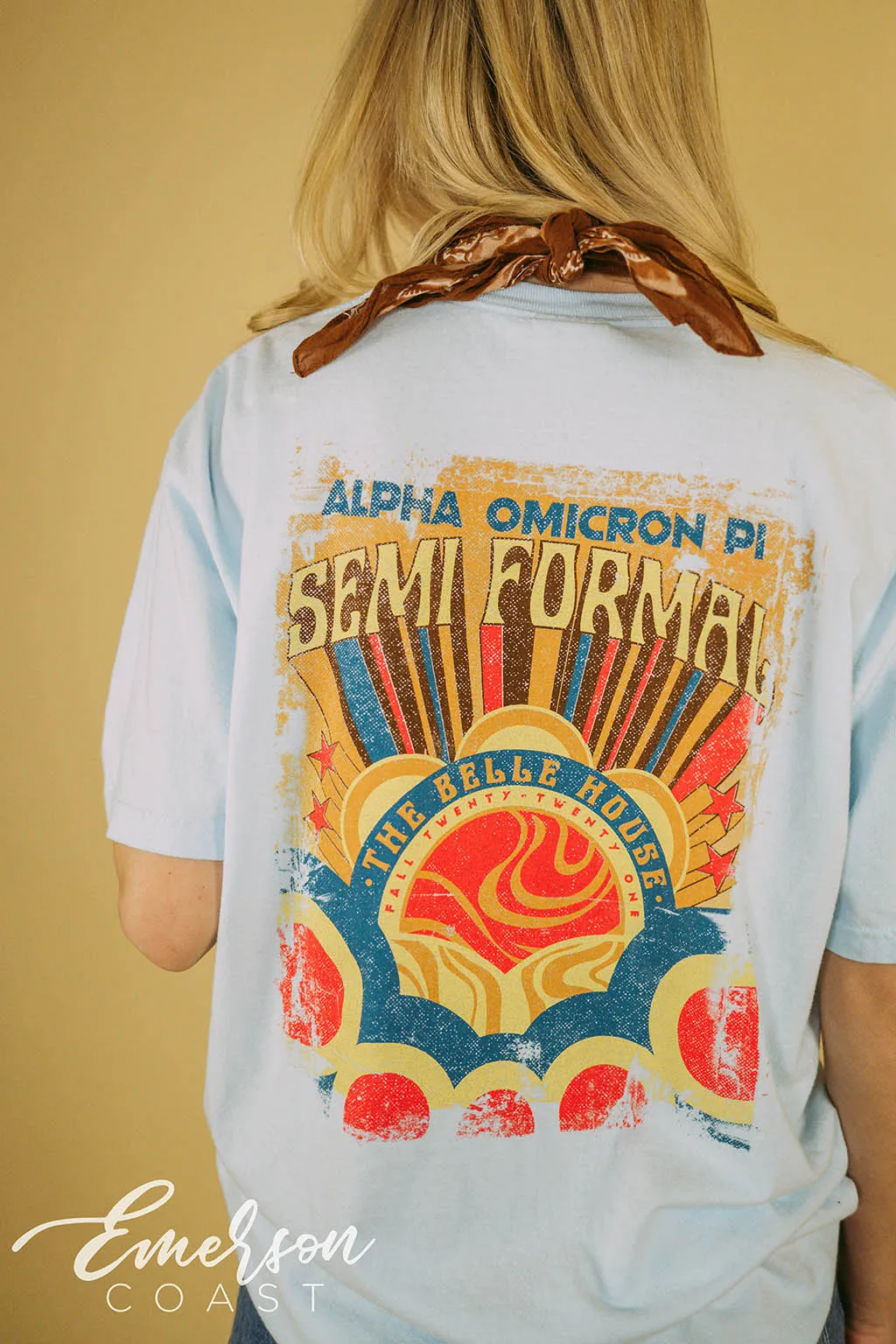 Alpha Omicron Pi Retro Sunset Semi Formal T-shirt