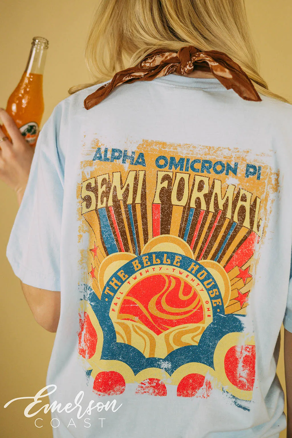 Alpha Omicron Pi Retro Sunset Semi Formal T-shirt